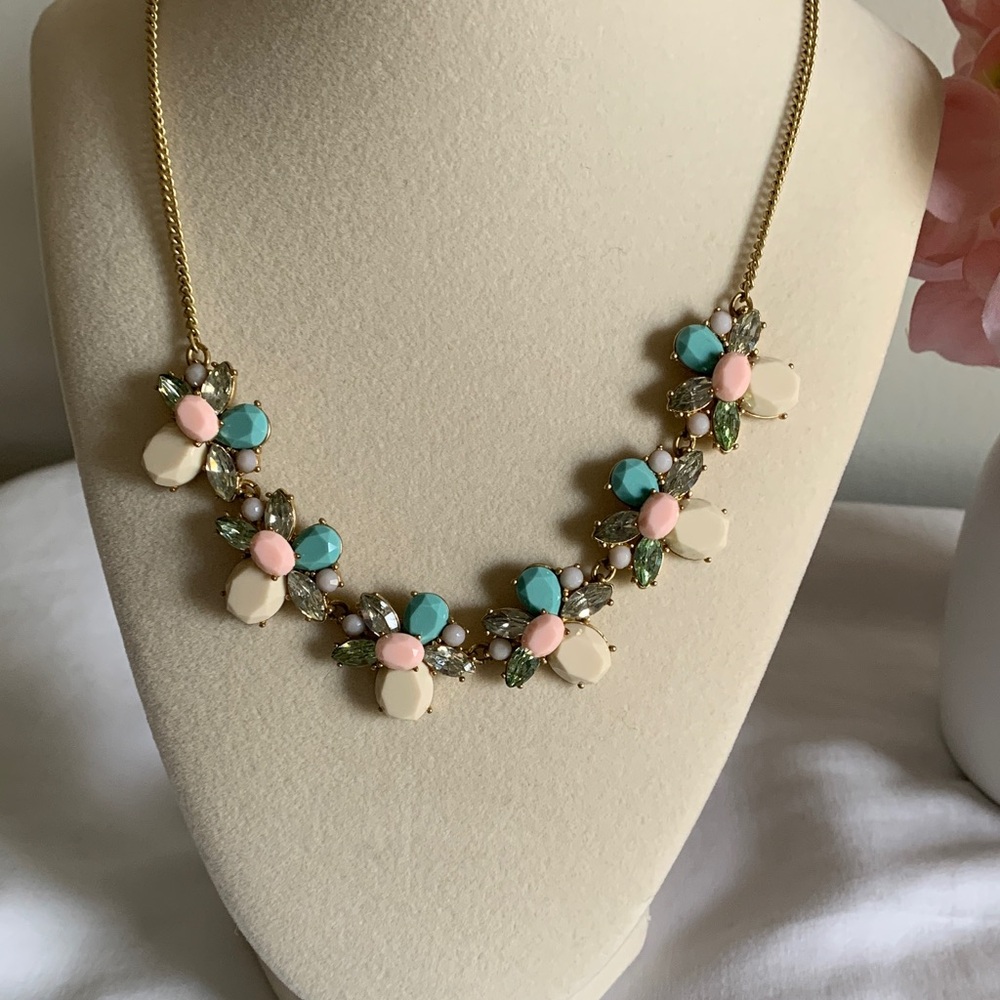 LOFT Gold Necklace with Pink and Blue Floral Accents - Picture 9 of 9